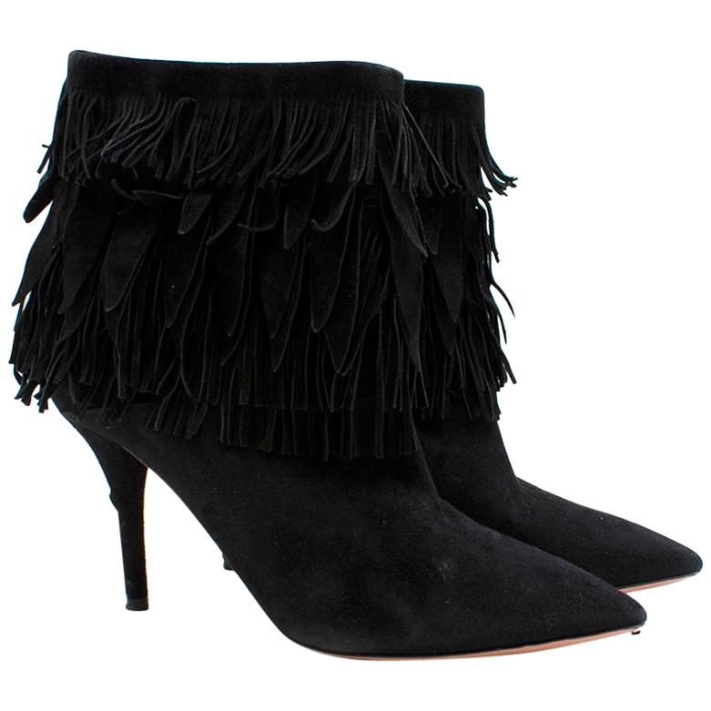 Aquazzura 'Sasha' suede fringed ankle boots - Size EU 36 For Sale