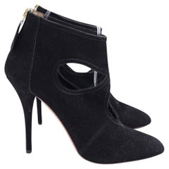 Aquazzura Sexy Thing Ankle Boots in Black Suede Size