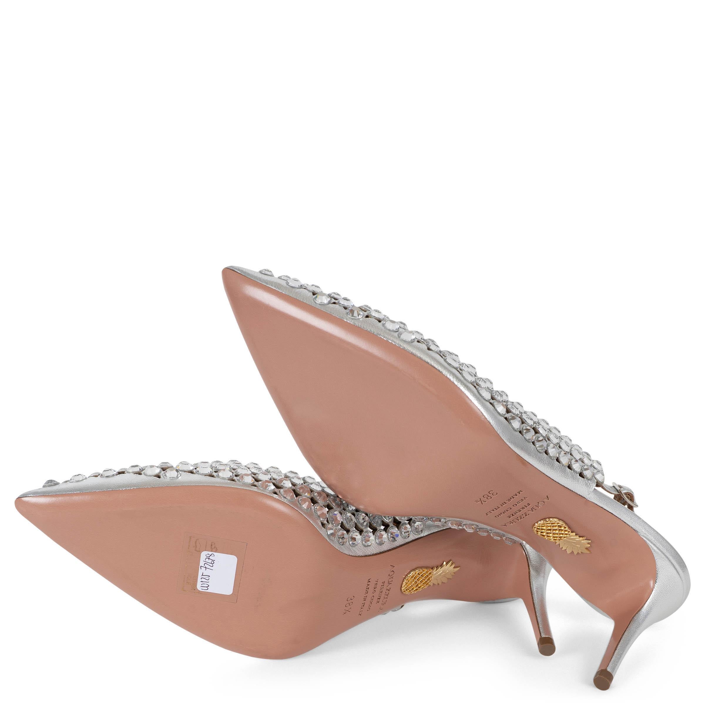 Aquazzura pelle argento 2020 TEQUILA CRYSTAL SLINGBACKS Scarpe 38.5 in vendita 3
