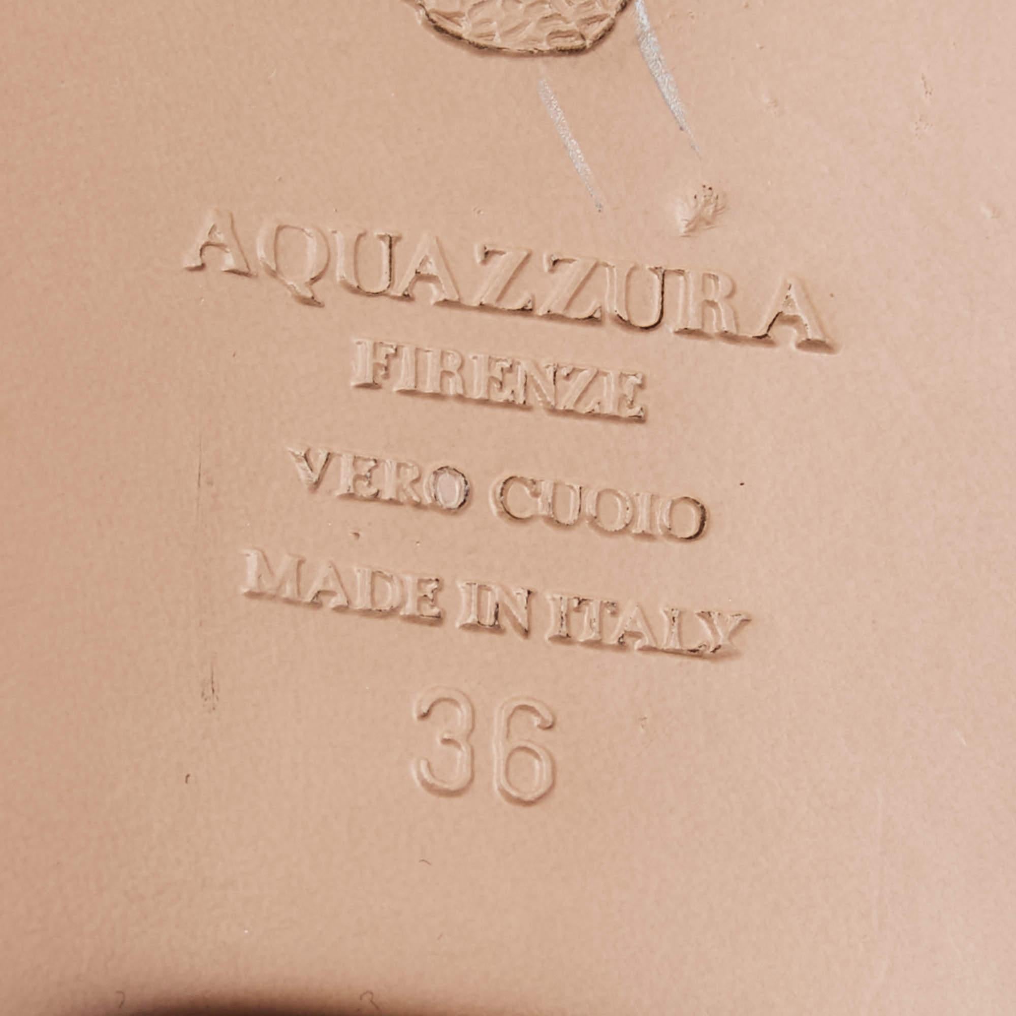 Aquazzura Sandali piatti in pelle argentata taglia 36 in vendita 3