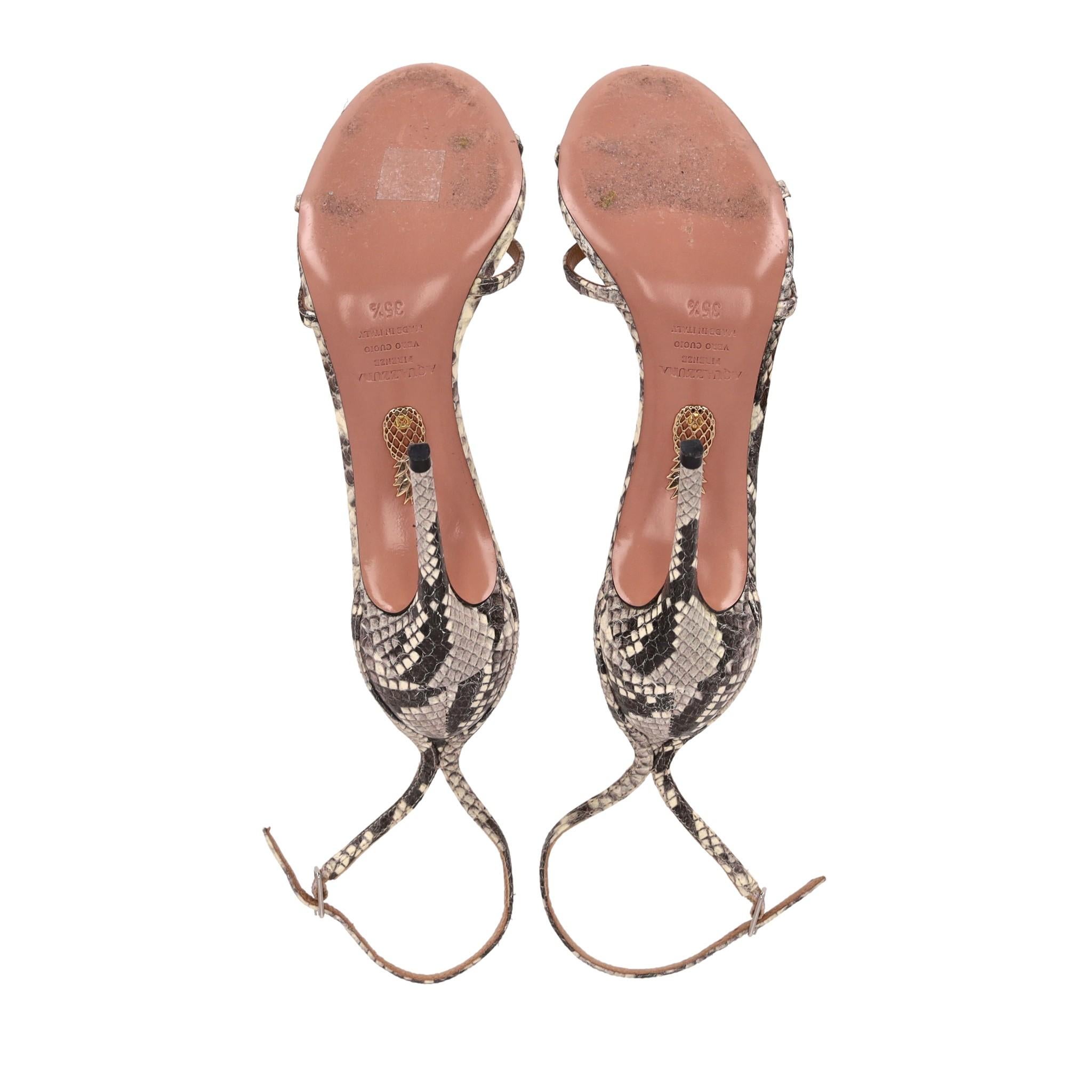Aquazzura Sandali Purist in pelle goffrata con pelle di serpente in vendita 1
