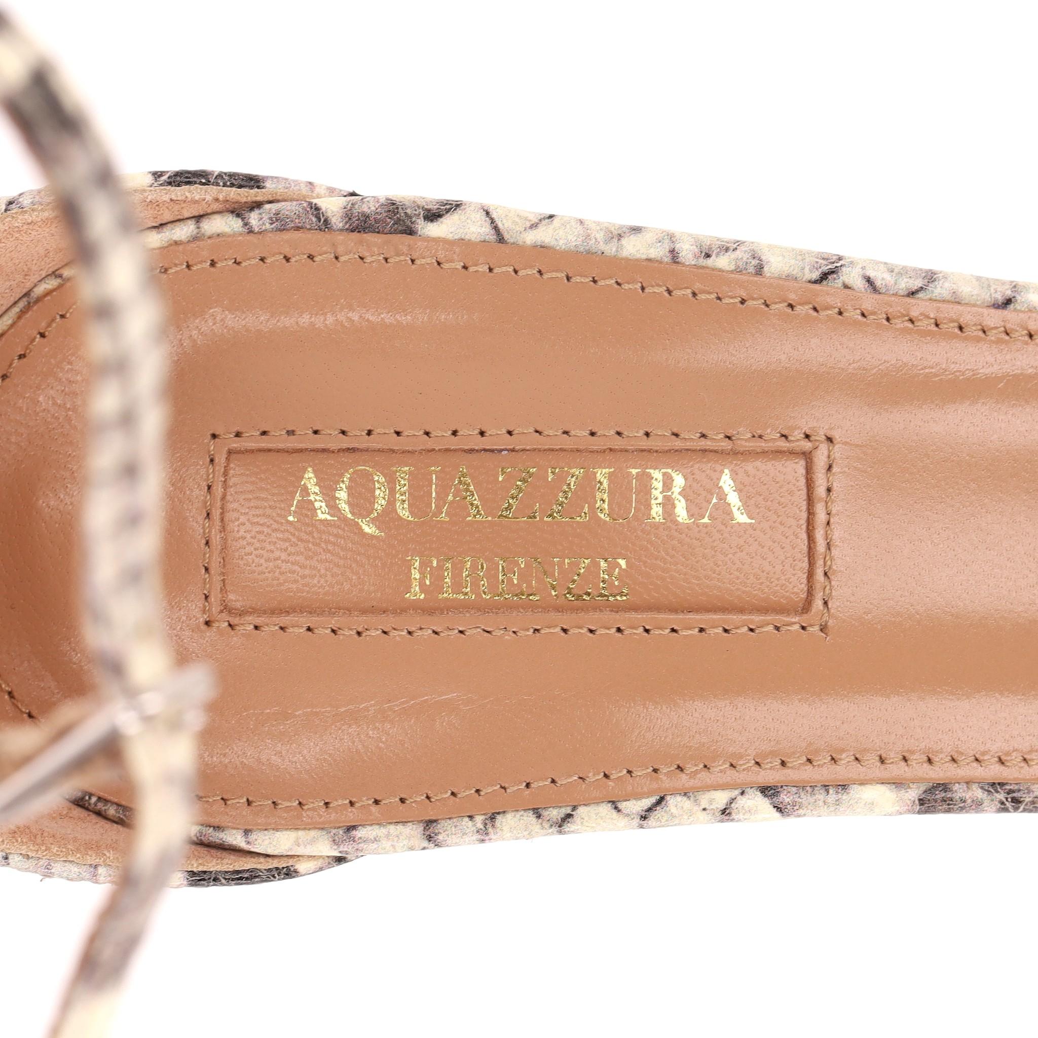 Aquazzura Sandali Purist in pelle goffrata con pelle di serpente in vendita 3
