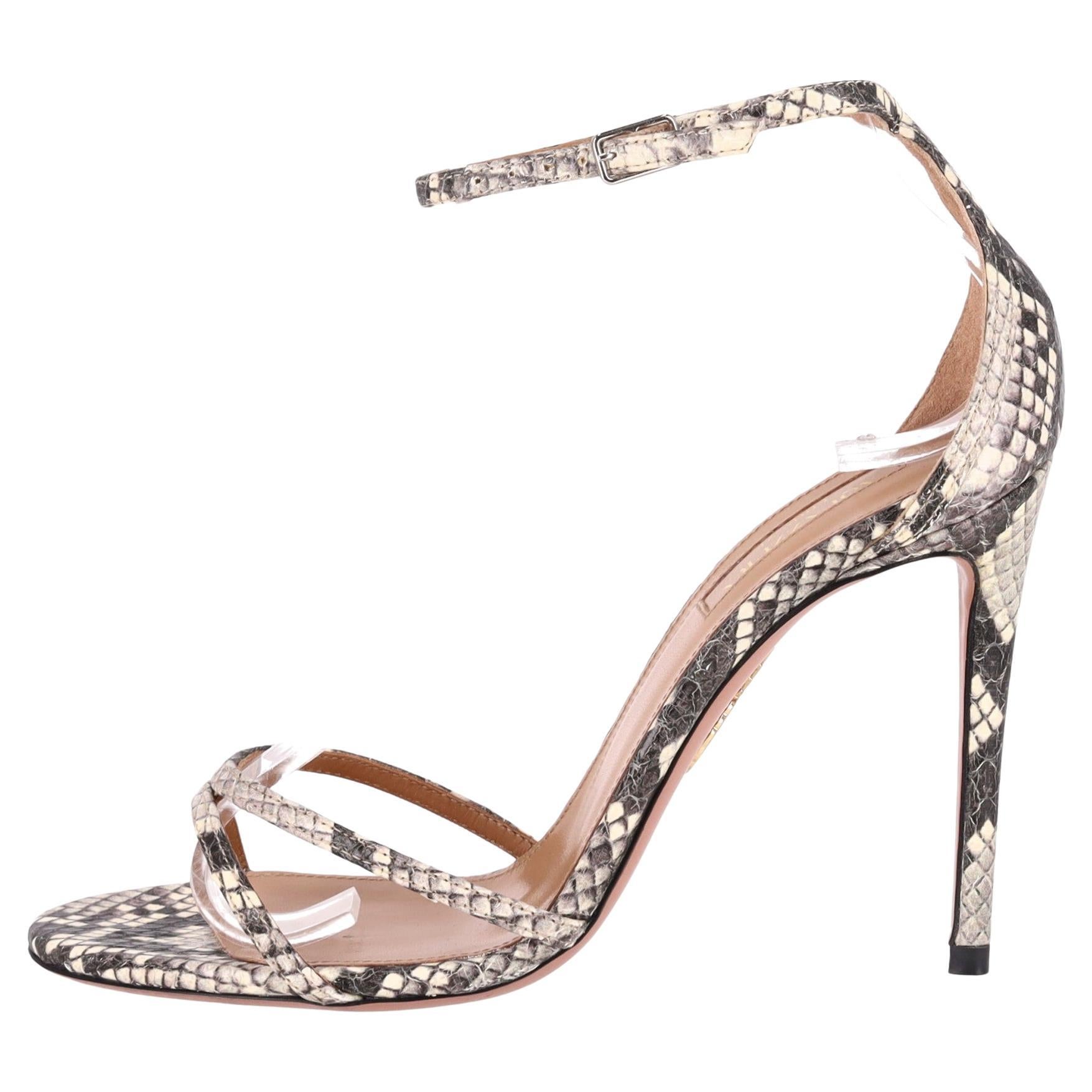 Aquazzura - Sandales puristes en cuir gaufré à la peau de serpent