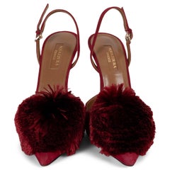 AQUAZZURA Especia ante rojo POWER PUFF 105 POMPOM Zapatos Sandalias 37