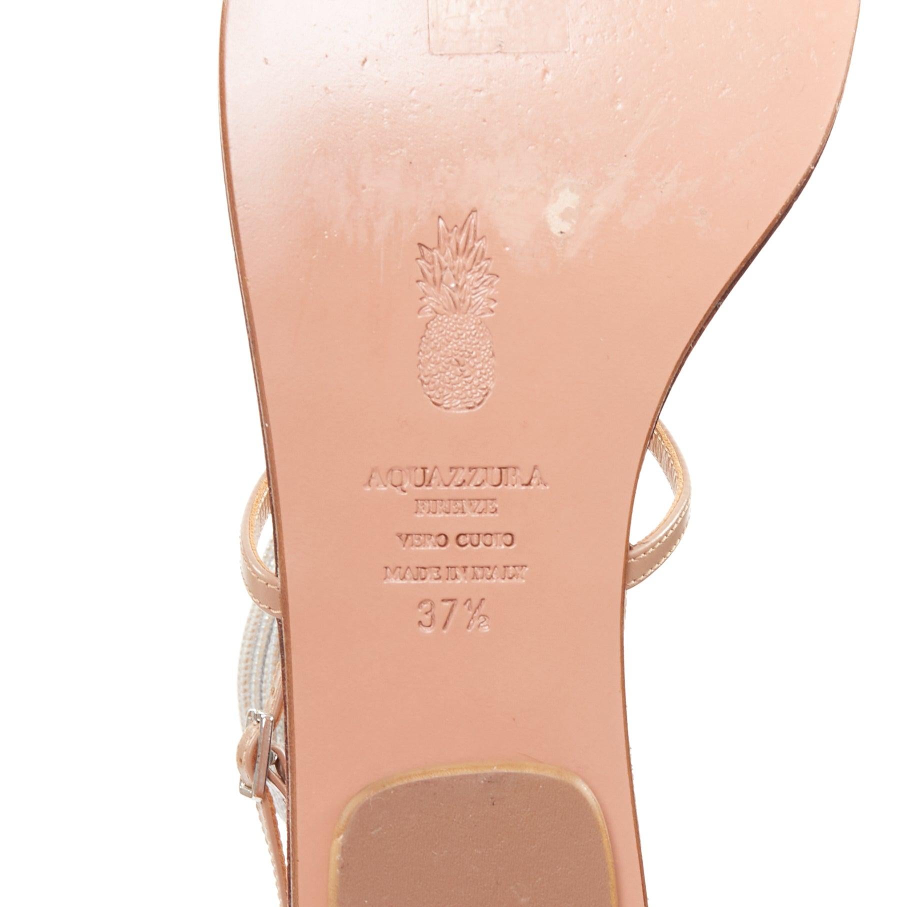 AQUAZZURA Spin Me Around silberne Spule nackt Leder Gladiator flache Sandalen EU37.5 im Angebot 5
