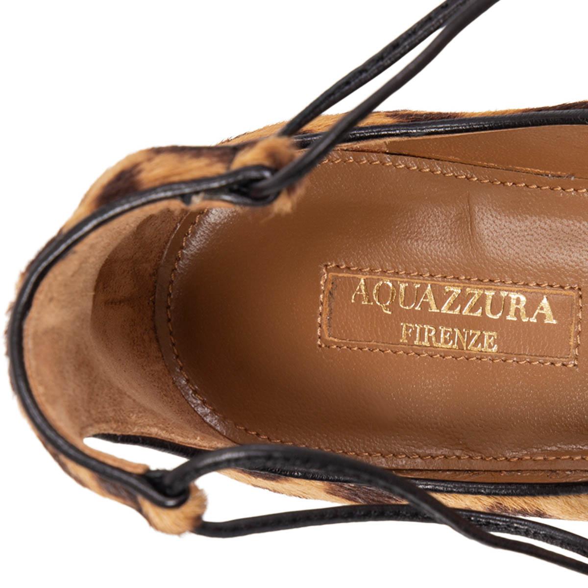 Brown AQUAZZURA tan brown calf hair LEOPARD CHRISTY Ballet Flats Shoes 39.5 For Sale