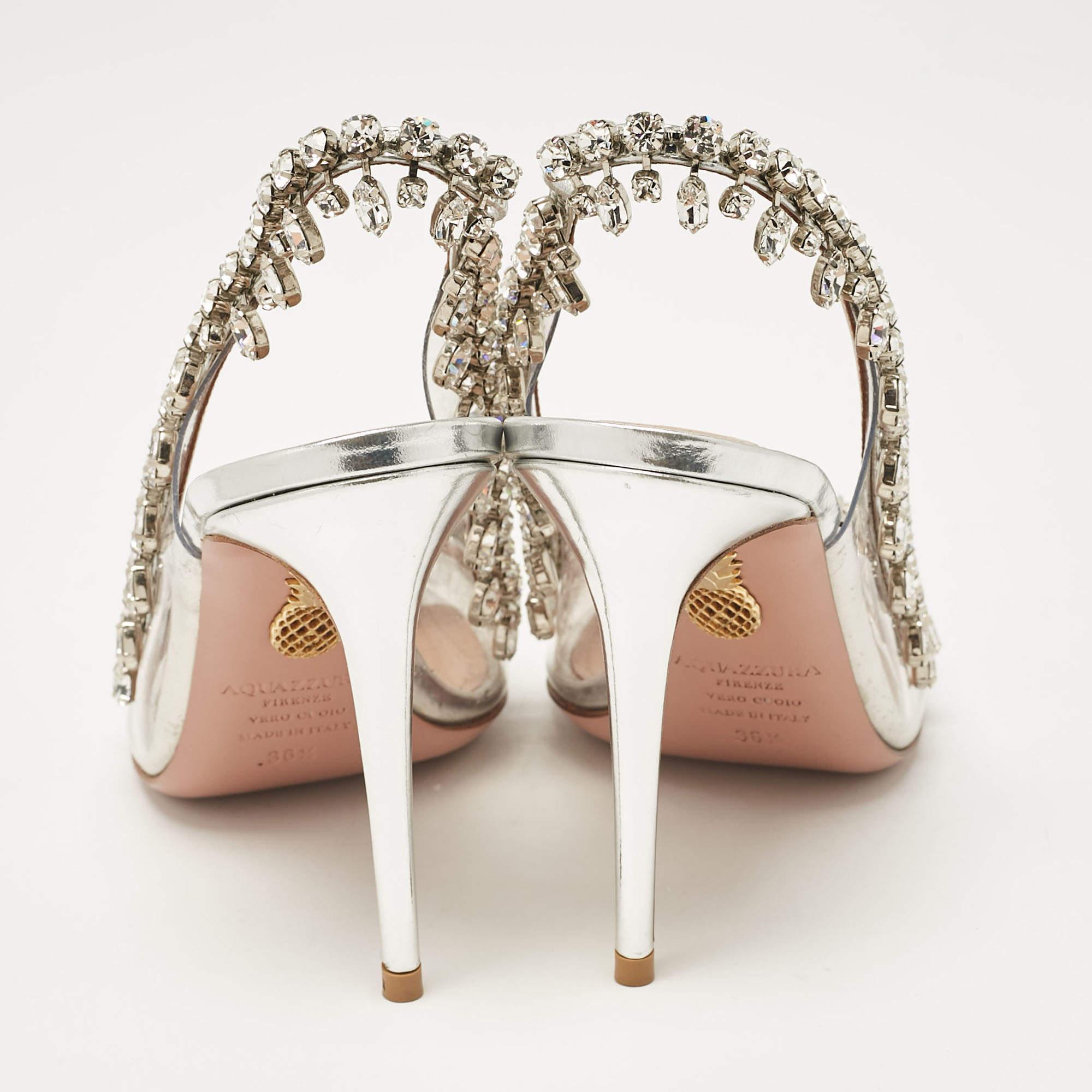 Women's Aquazzura Transparent Leather and PVC Temptation Peep Toe Pumps Size 36.5