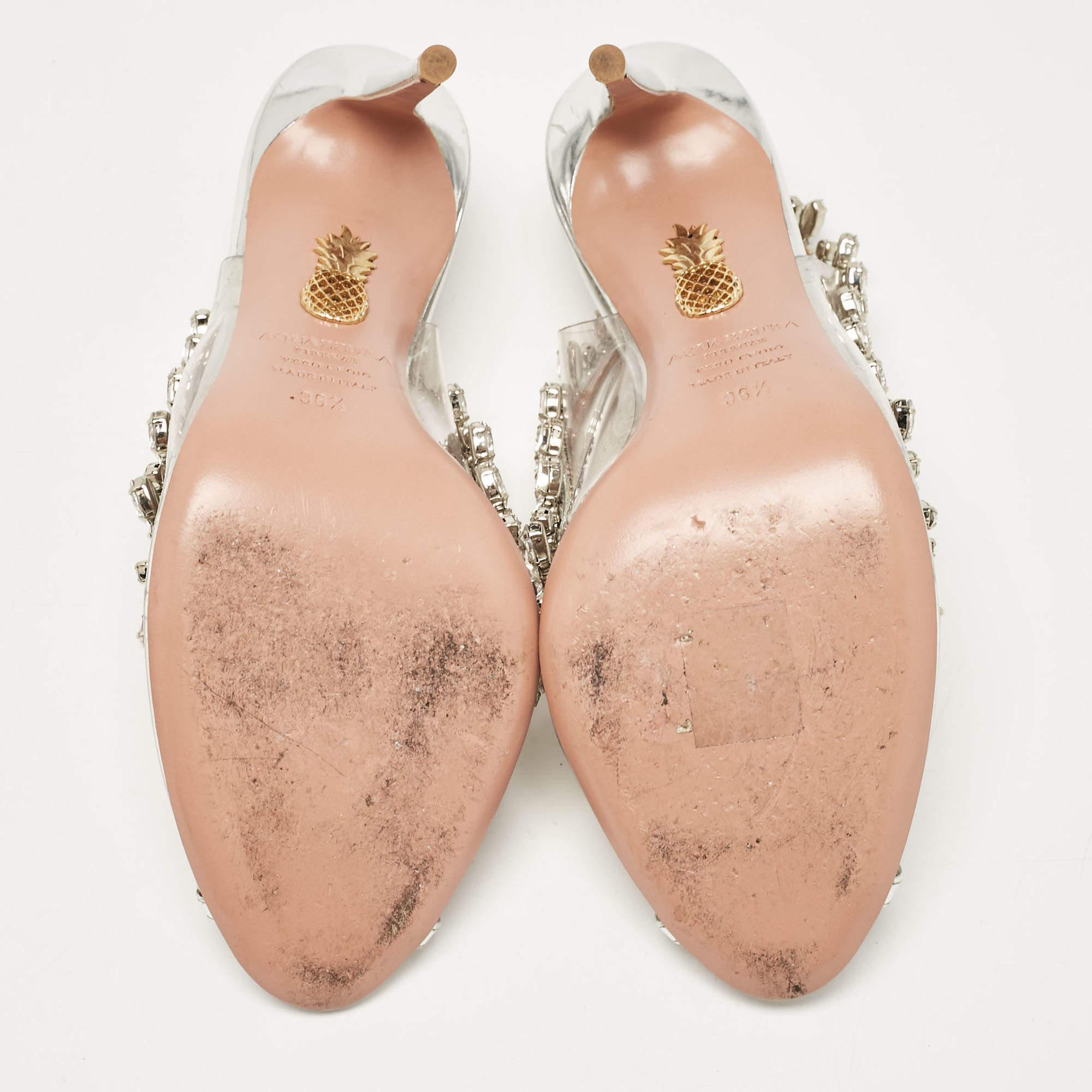 Aquazzura Transparent Leather and PVC Temptation Peep Toe Pumps Size 36.5 1