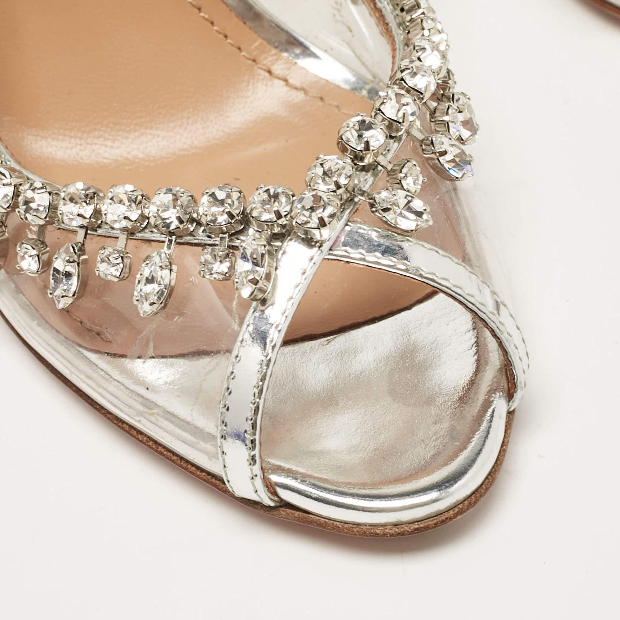 Aquazzura Transparent Leather and PVC Temptation Peep Toe Pumps Size 36.5 2