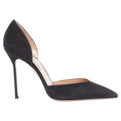 AQUAZZURA Uptown 105 black suede leather point toe dorsay pumps EU38