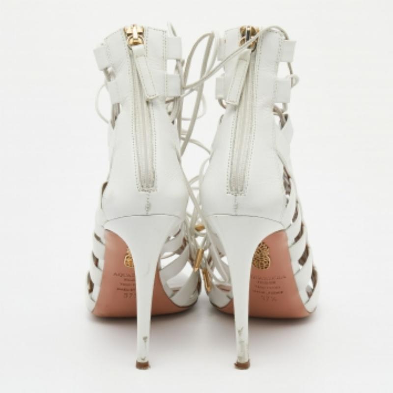 Grigio Aquazzura Sandali allacciati in pelle bianca Amazon Taglia 37,5 in vendita