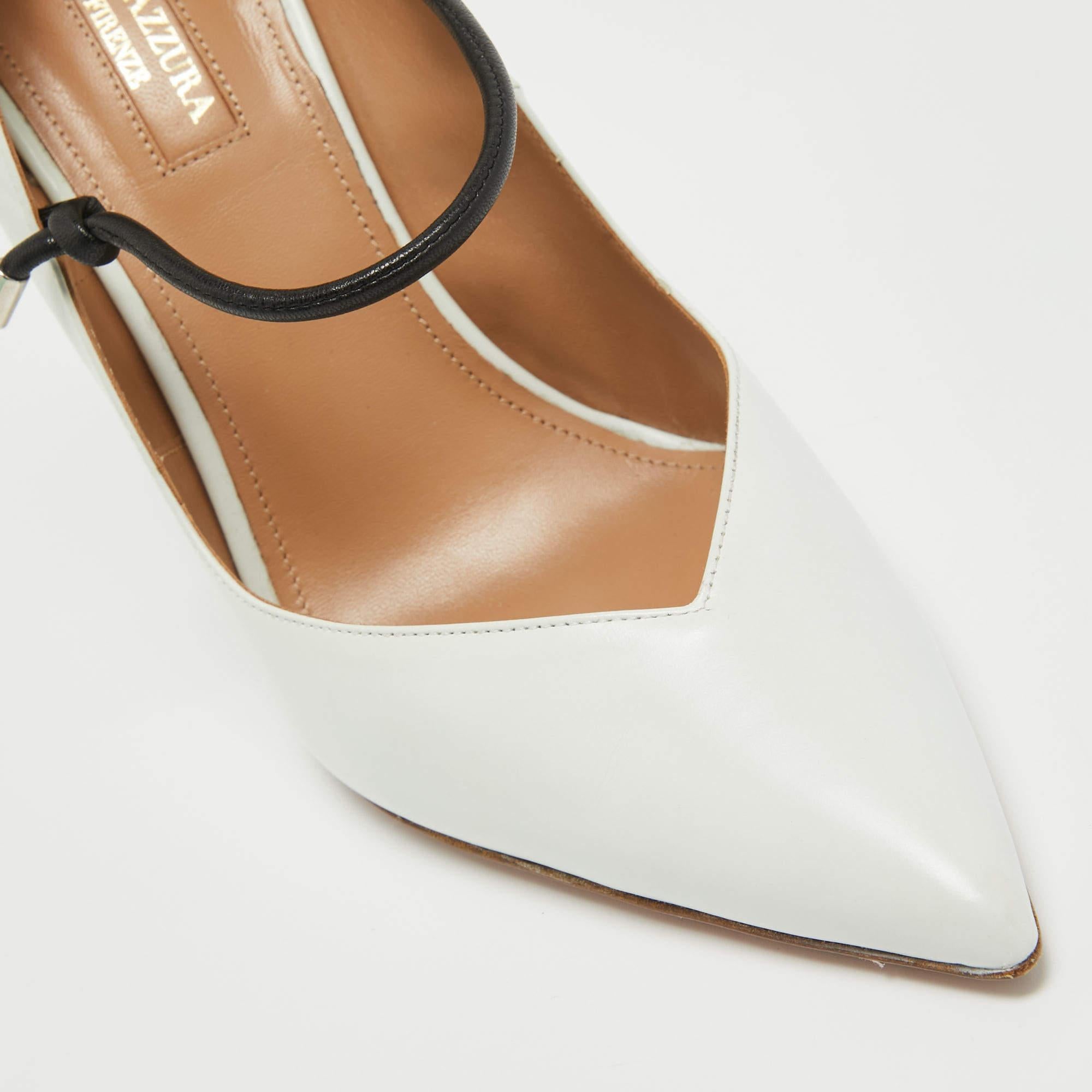 Aquazzura White Leather Mary Jane Pumps Size 40 For Sale 1