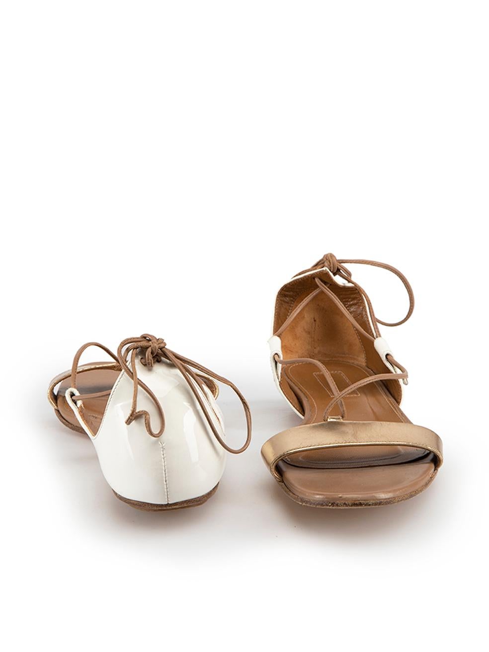 Aquazzura White Patent Leather Strappy Sandals Size EU 36 In Good Condition For Sale In London, GB