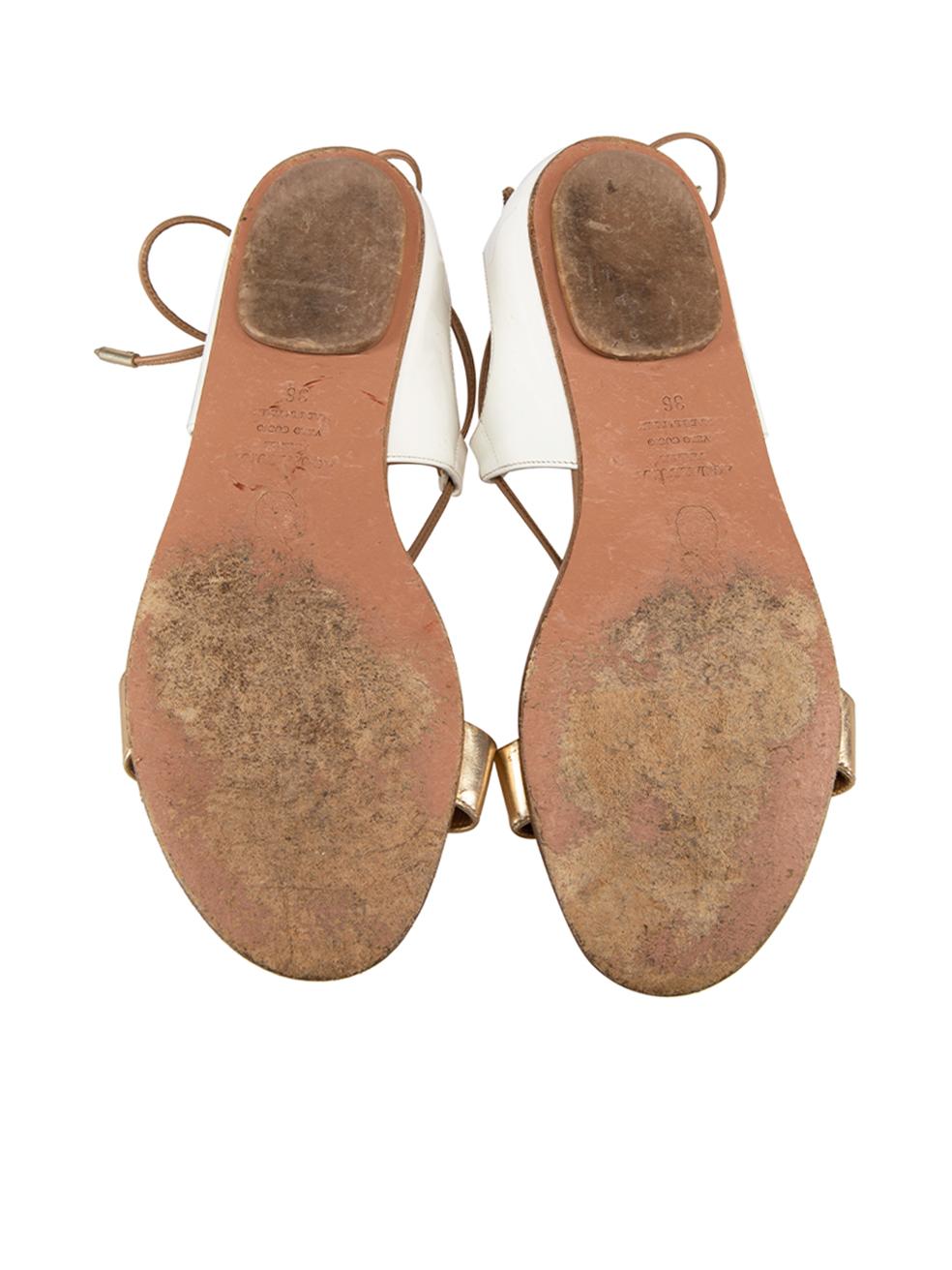 Sandales à lanières Aquazzura en cuir verni blanc, taille EU 36 Pour femmes en vente