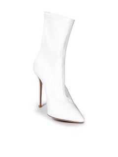 Aquazzura White Patent Leather Vinyl Sock Boots Size IT 38