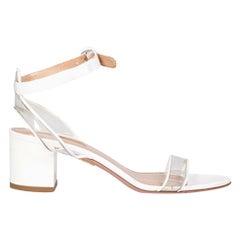Aquazzura Sandalias de punta abierta de charol blanco Talla IT 37
