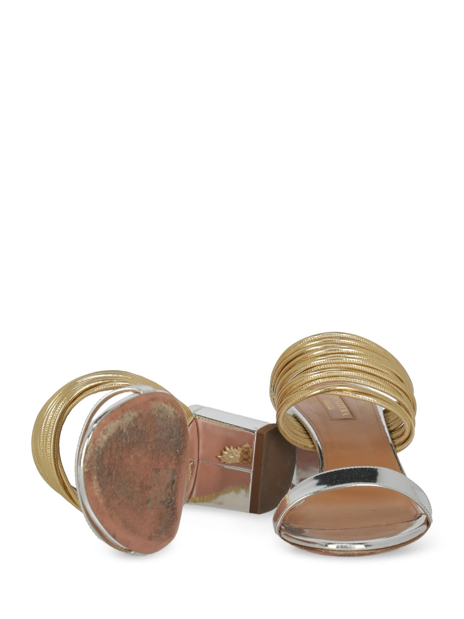 Aquazzura Woman Sandals Gold Leather IT 38 For Sale 1