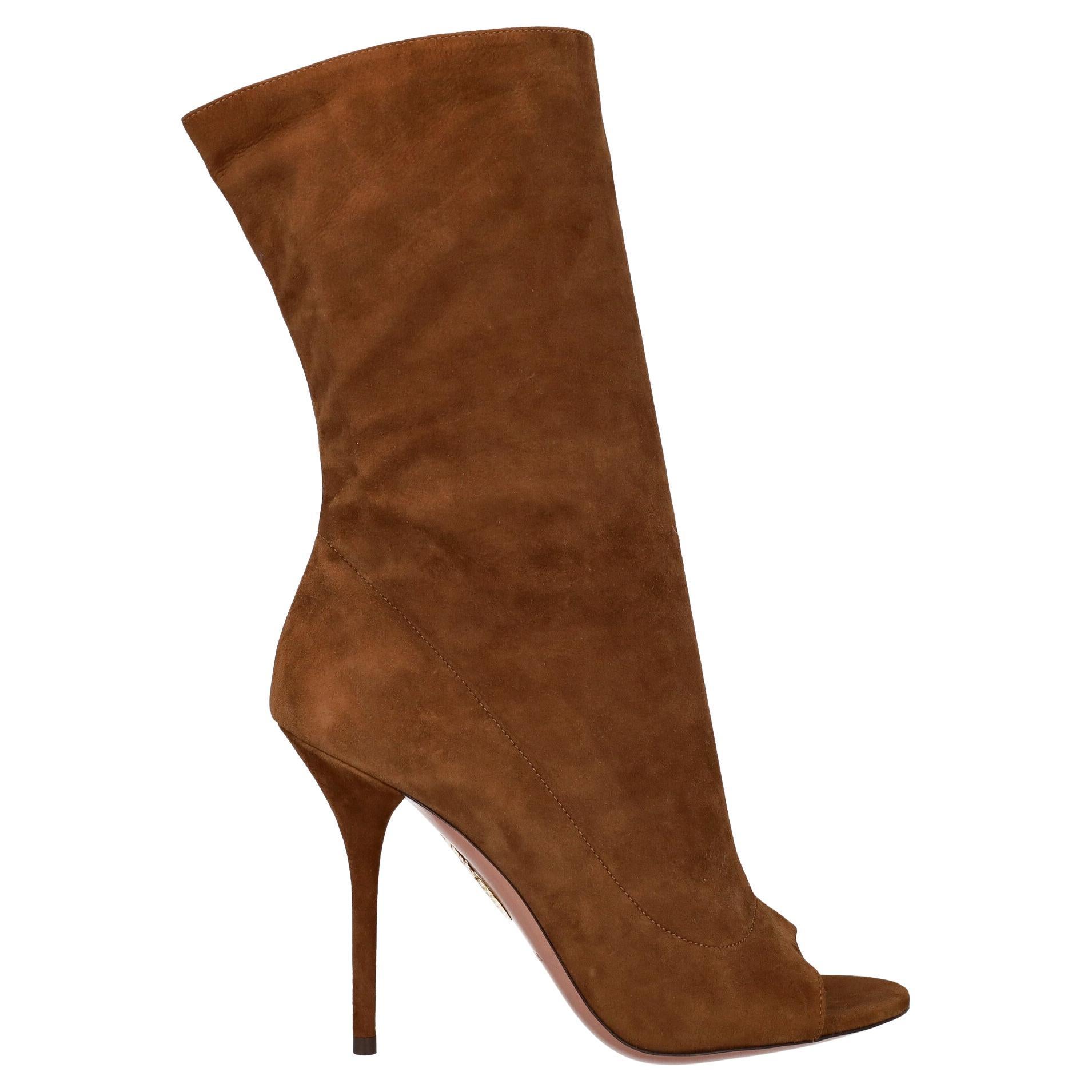 Aquazzura Women Ankle boots Brown Leather EU 37 For Sale