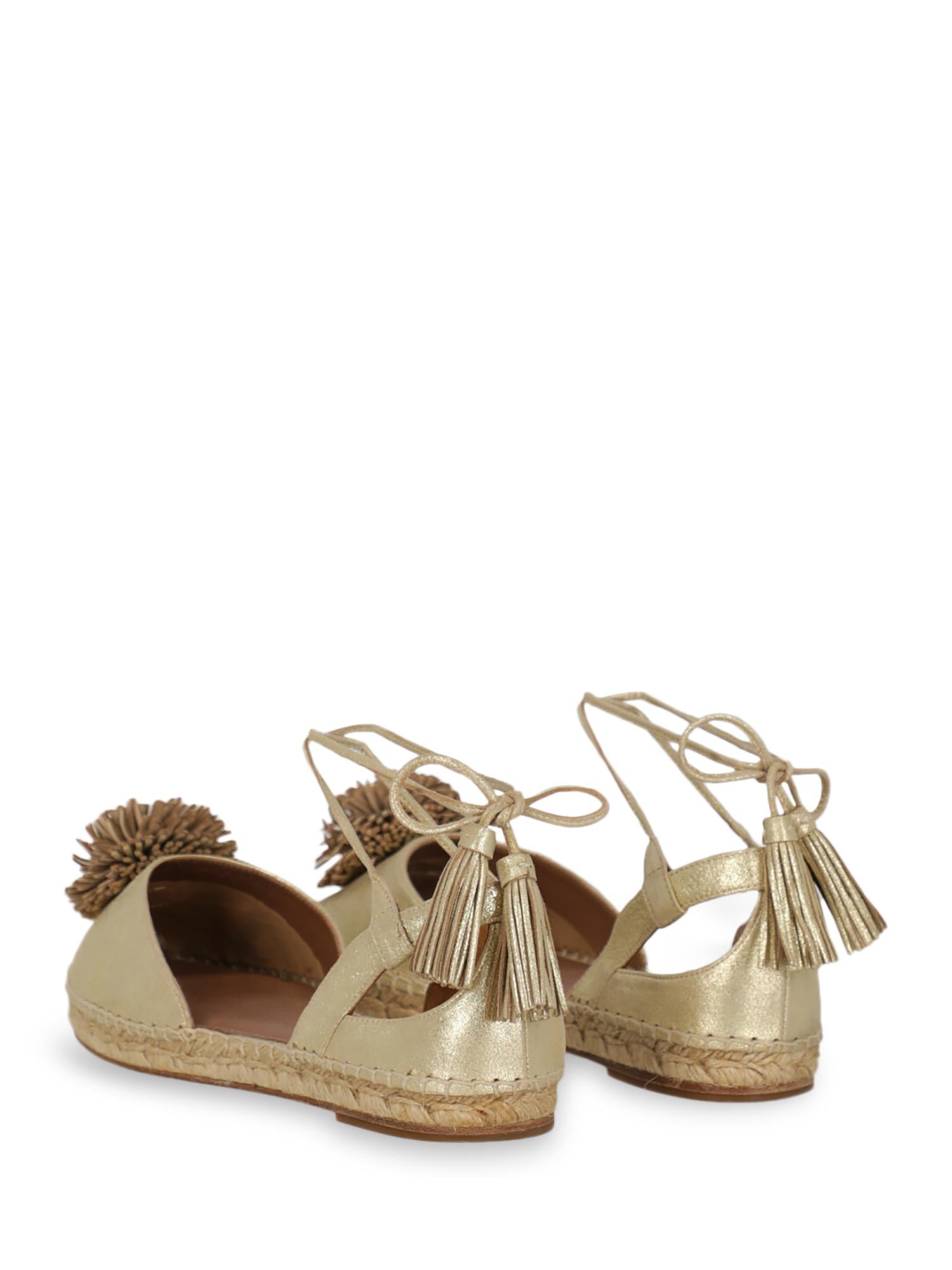 Aquazzura  Women   Espadrillas  Gold Leather EU 41 In Good Condition For Sale In Milan, IT