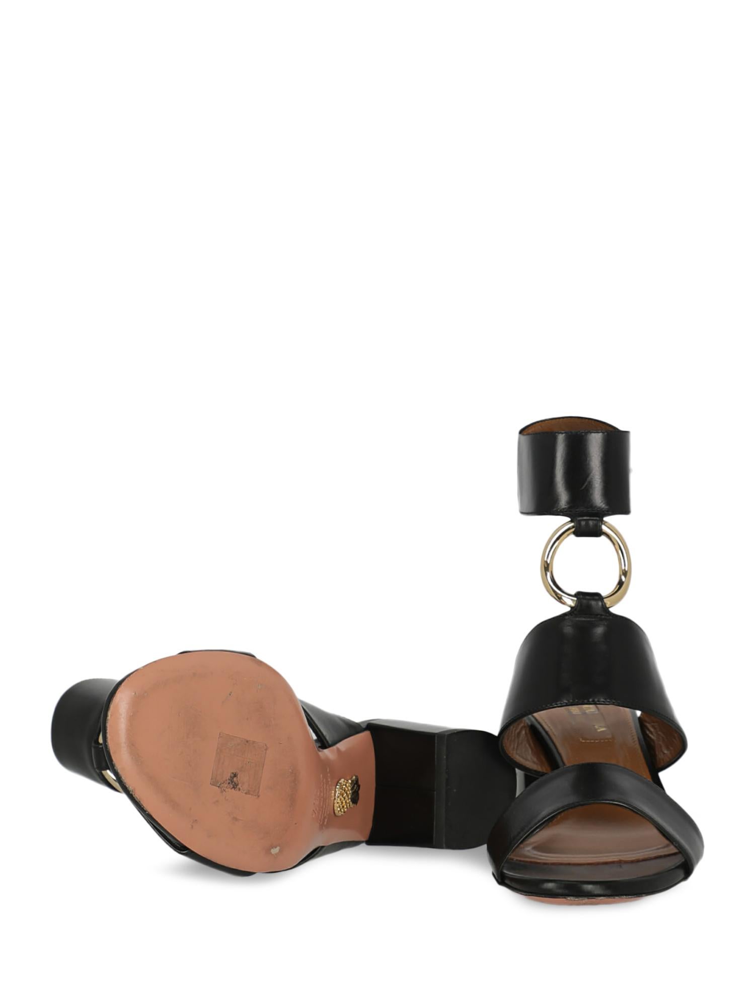 Women's Aquazzura Women Sandals Black Leather EU 36.5 For Sale