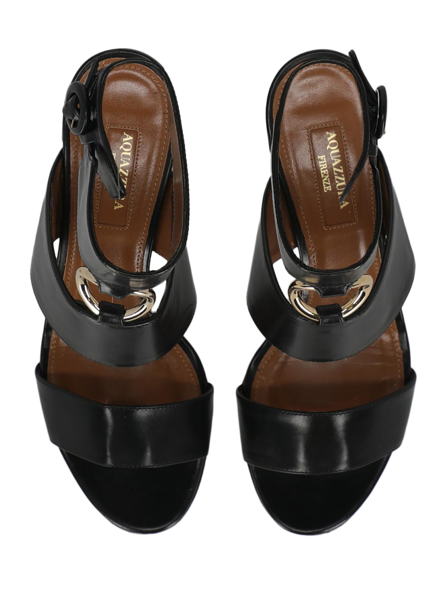 Aquazzura Women Sandals Black Leather EU 36.5 For Sale 1
