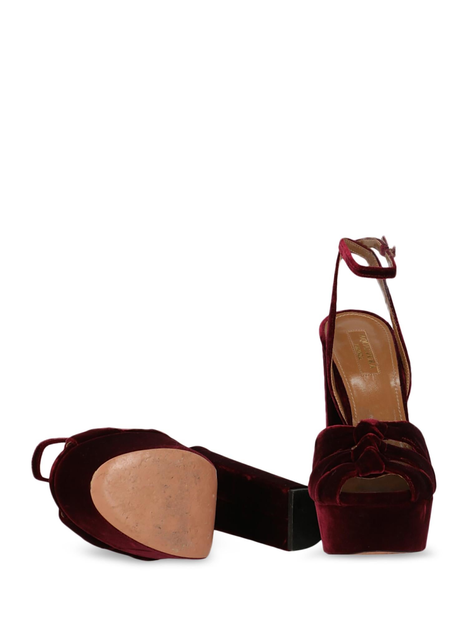 Black Aquazzura  Women   Sandals  Burgundy Fabric EU 38.5 For Sale