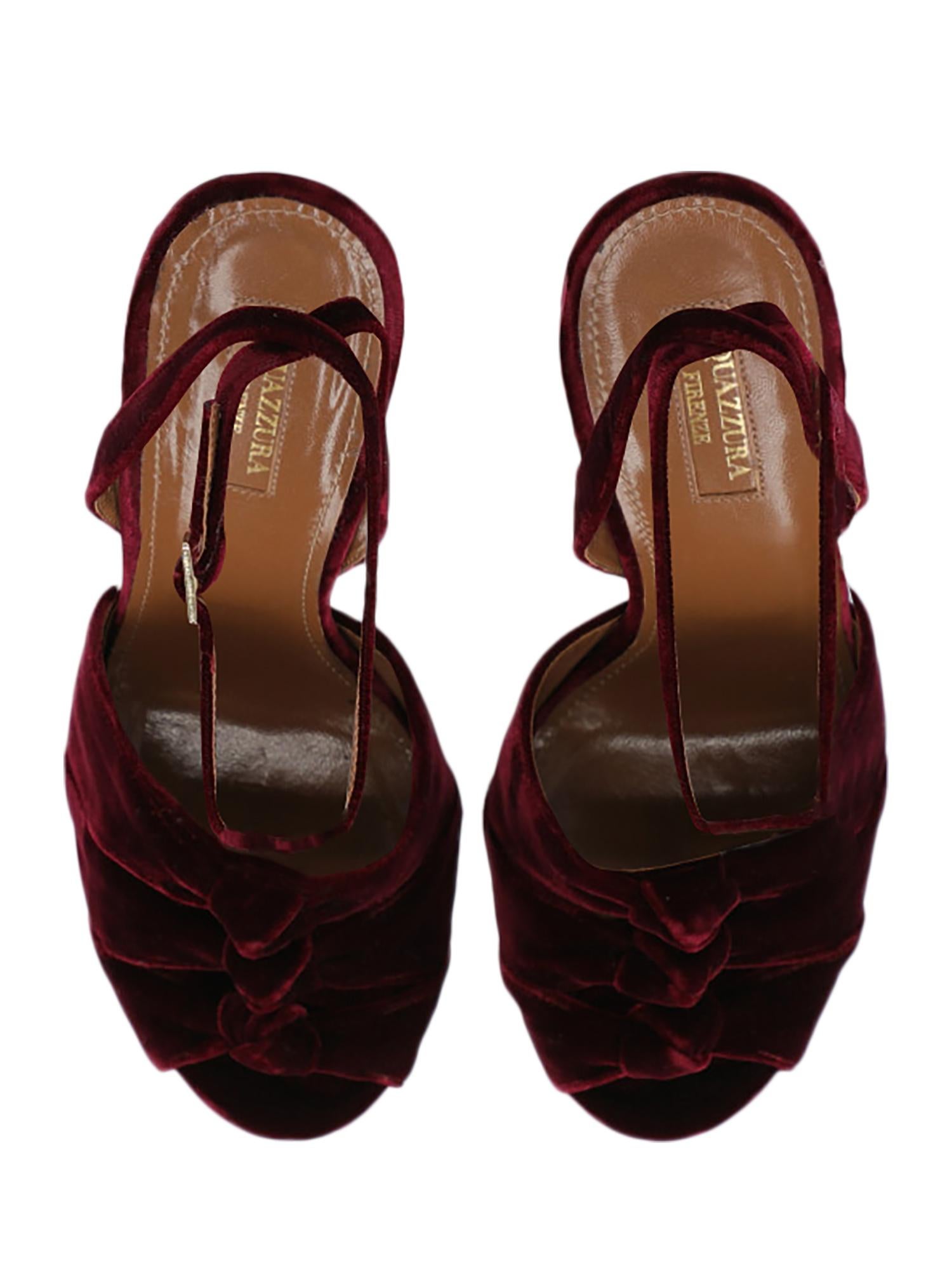 Aquazzura  Women   Sandals  Burgundy Fabric EU 38.5 In Good Condition For Sale In Milan, IT