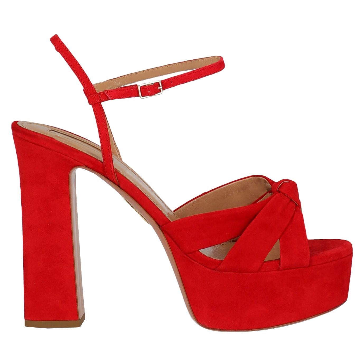 Aquazzura  Women   Sandals  Red Leather EU 40 For Sale