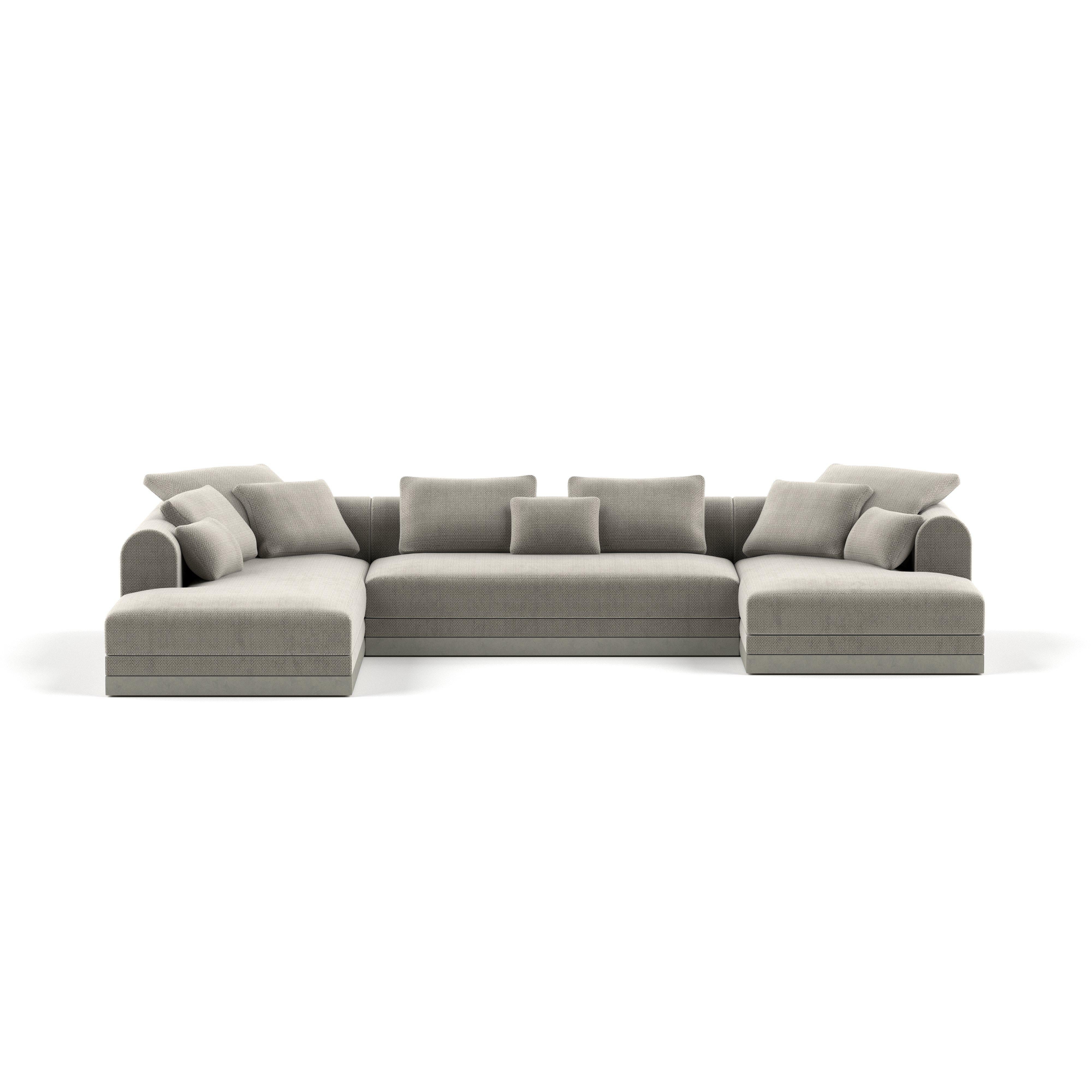 Zeitgenössisches Sofa „Aqueduct“ von Poiat, 4er-Set, Fuchs 02, niedriger Sockel im Angebot 5