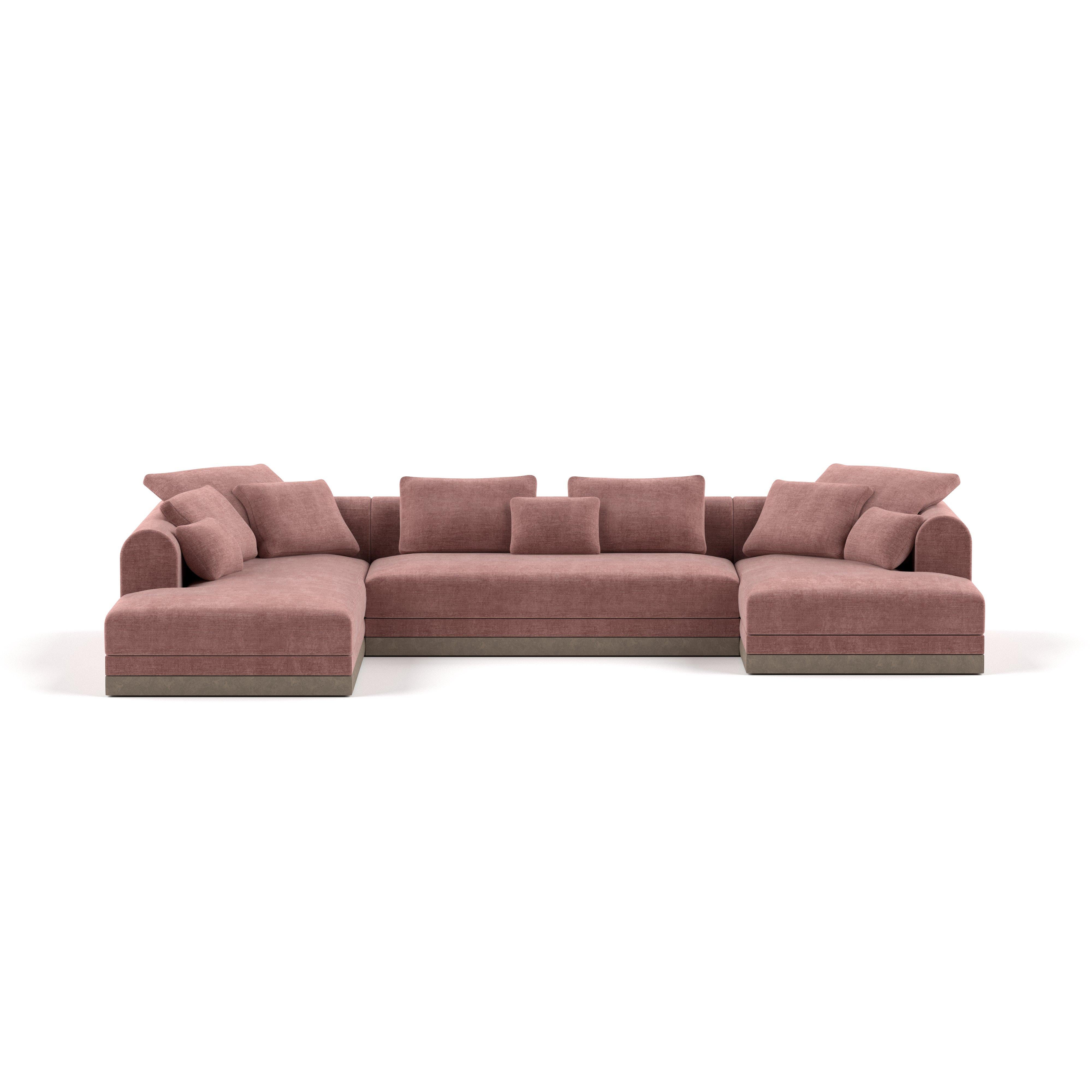 Zeitgenössisches Sofa „Aqueduct“ von Poiat, 4er-Set, Fuchs 02, niedriger Sockel im Angebot 6