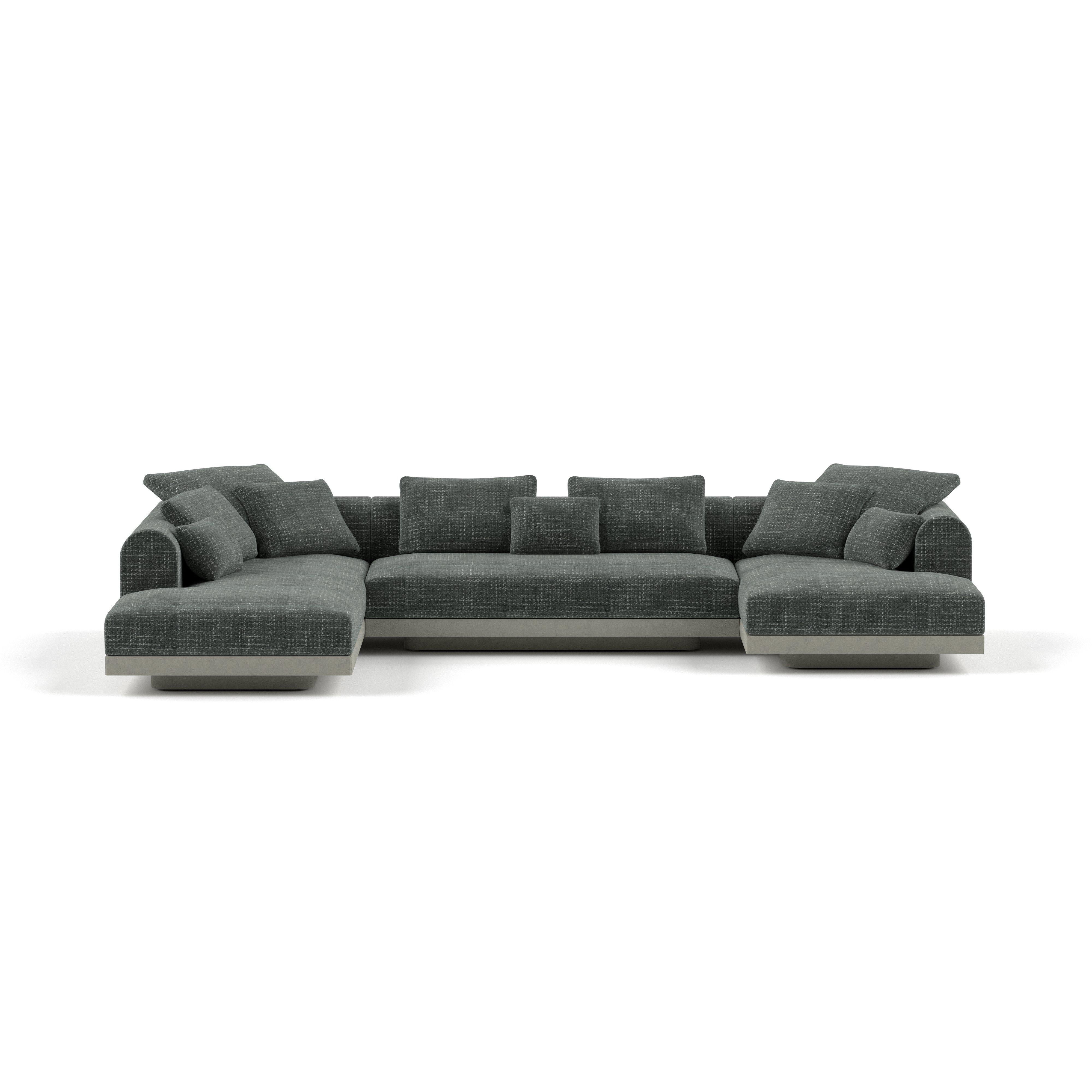 'Aqueduct' Sofa by Poiat. 
Setup 4.
Dimensions : H. 77 cm x W. 370 cm x D. 230.5 cm (SH 40 cm).

Aqueduct collection 2022 by Timo Mikkonen & Antti Rouhunkoski.

Upholstery: Chivasso - Yang 95.
Plinth: High Plinth.

The Aqueduct is a softly