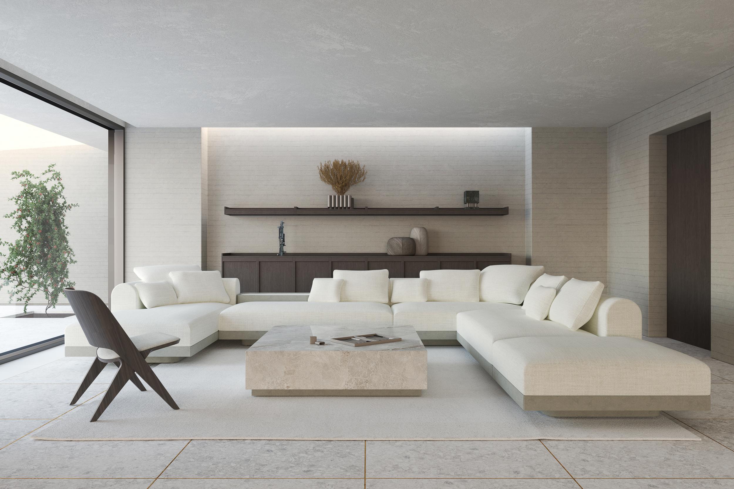 Scandinavian Modern 'Aqueduct' Contemporary Sofa by Poiat, Setup 4, Yang 95, HIgh Plinth For Sale