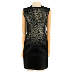 AQUILANO RIMONDI Size 2 Black Silver Wool Blend Animal Print Dress