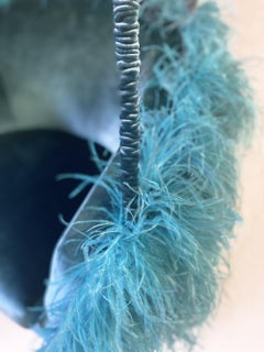 Aqva Swing Armchair, a Prized Upholstery in Turquoise Ostrich Feathers