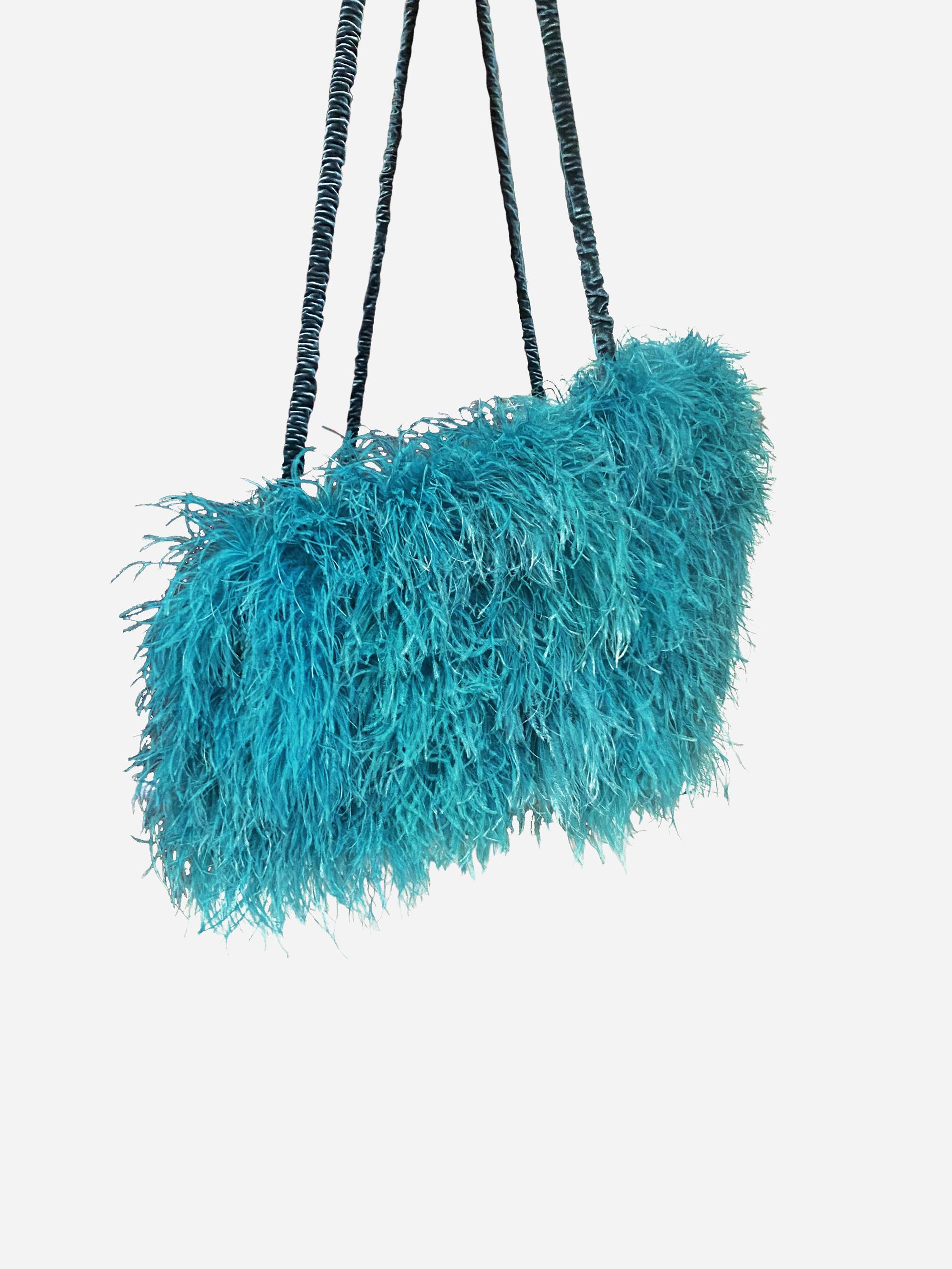 Aqva Swing Armchair, a Prized Upholstery in Turquoise Ostrich Feathers ...