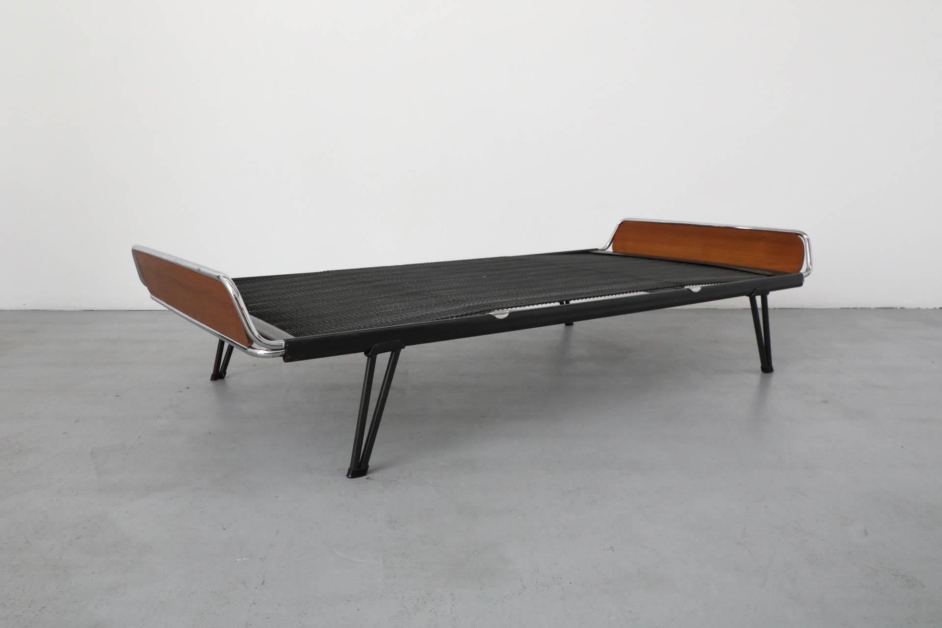 A.R. Cordemeyer for Auping Industrial Daybed with Teak Ends & New Gray Mattress 8