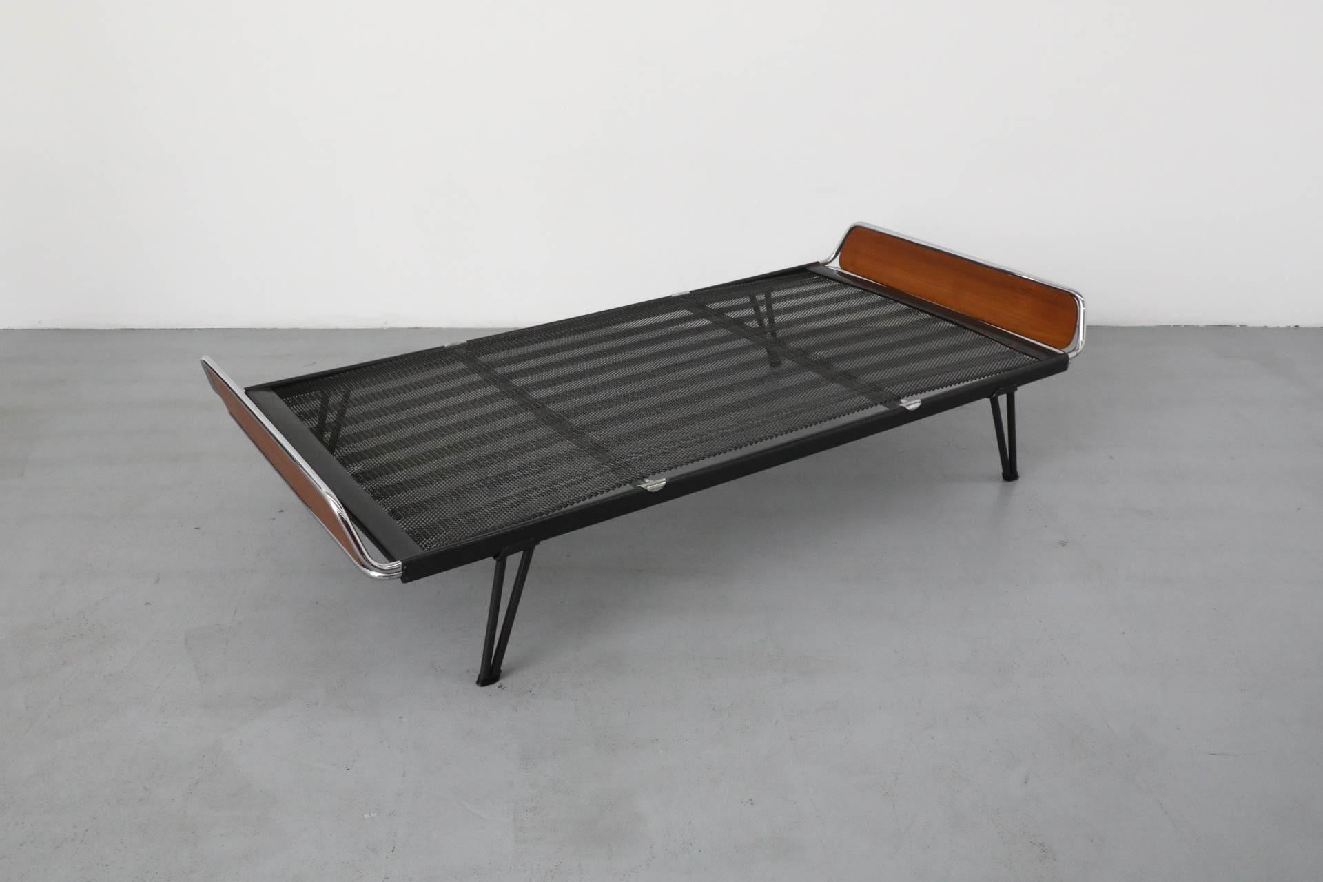 A.R. Cordemeyer for Auping Industrial Daybed with Teak Ends & New Gray Mattress 9