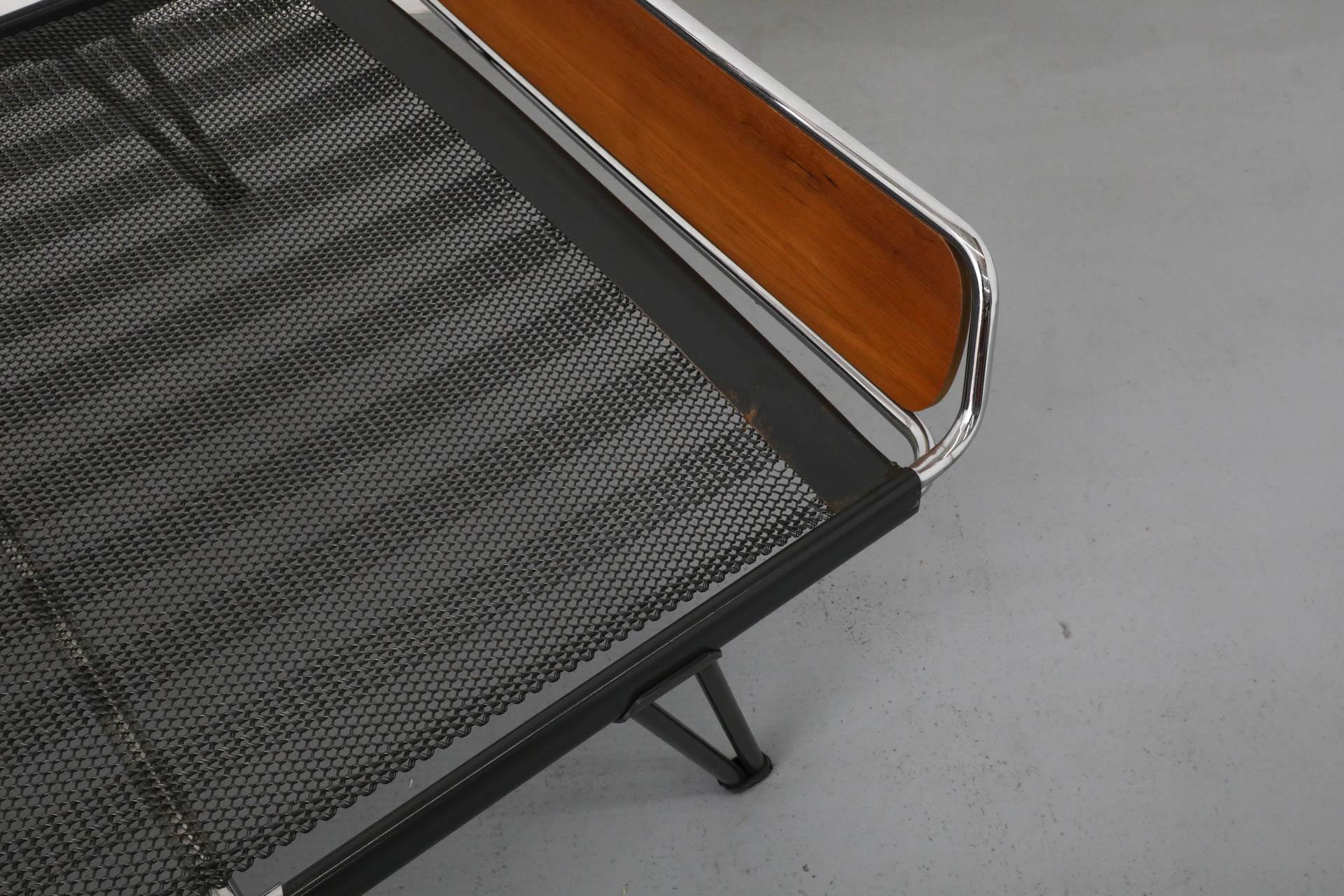 A.R. Cordemeyer for Auping Industrial Daybed with Teak Ends & New Gray Mattress 11