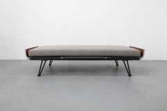 A.R. Cordemeyer for Auping Industrial Daybed with Teak Ends & New Gray Mattress