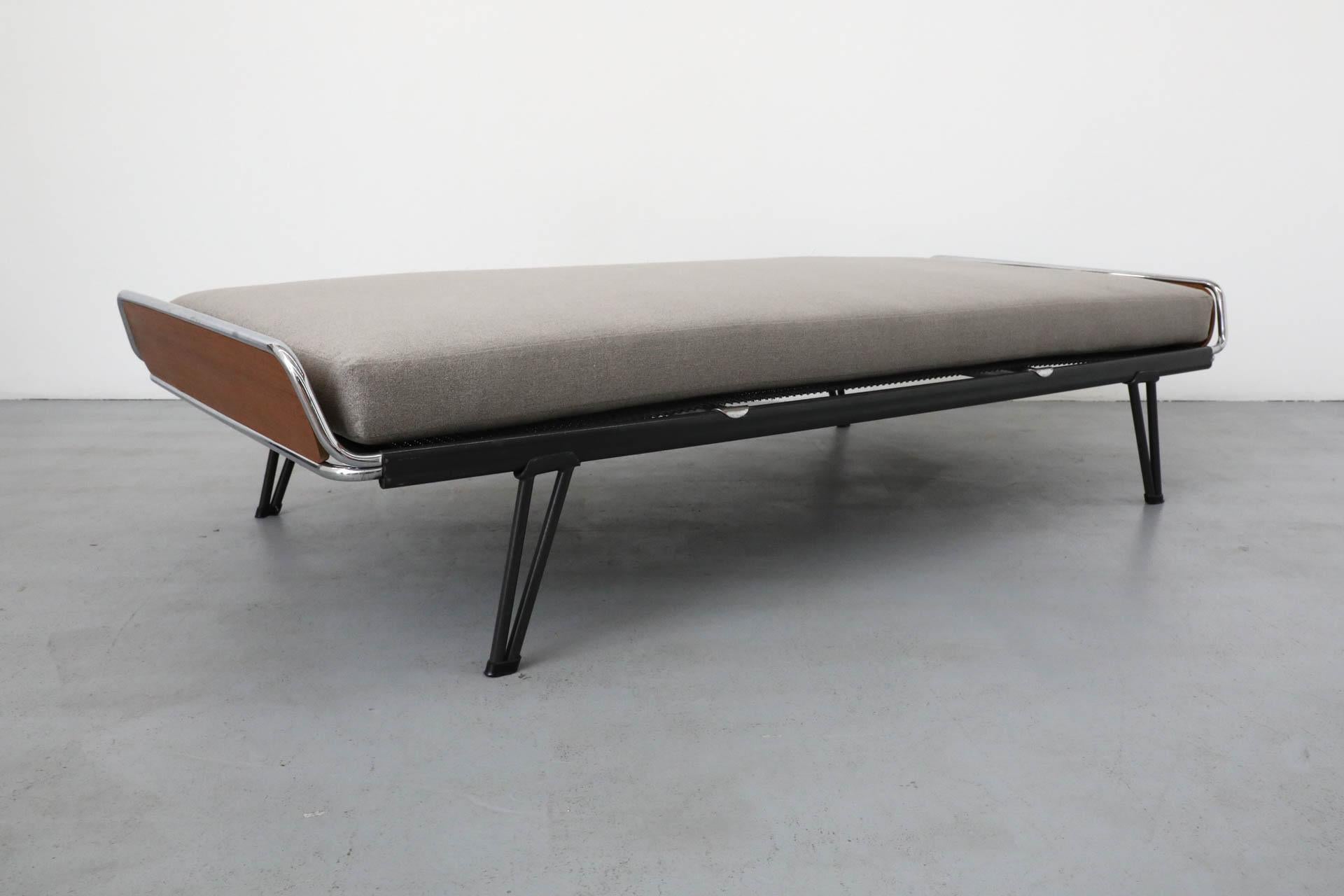 A.R. Cordemeyer for Auping Industrial Daybed with Teak Ends & New Gray Mattress 1