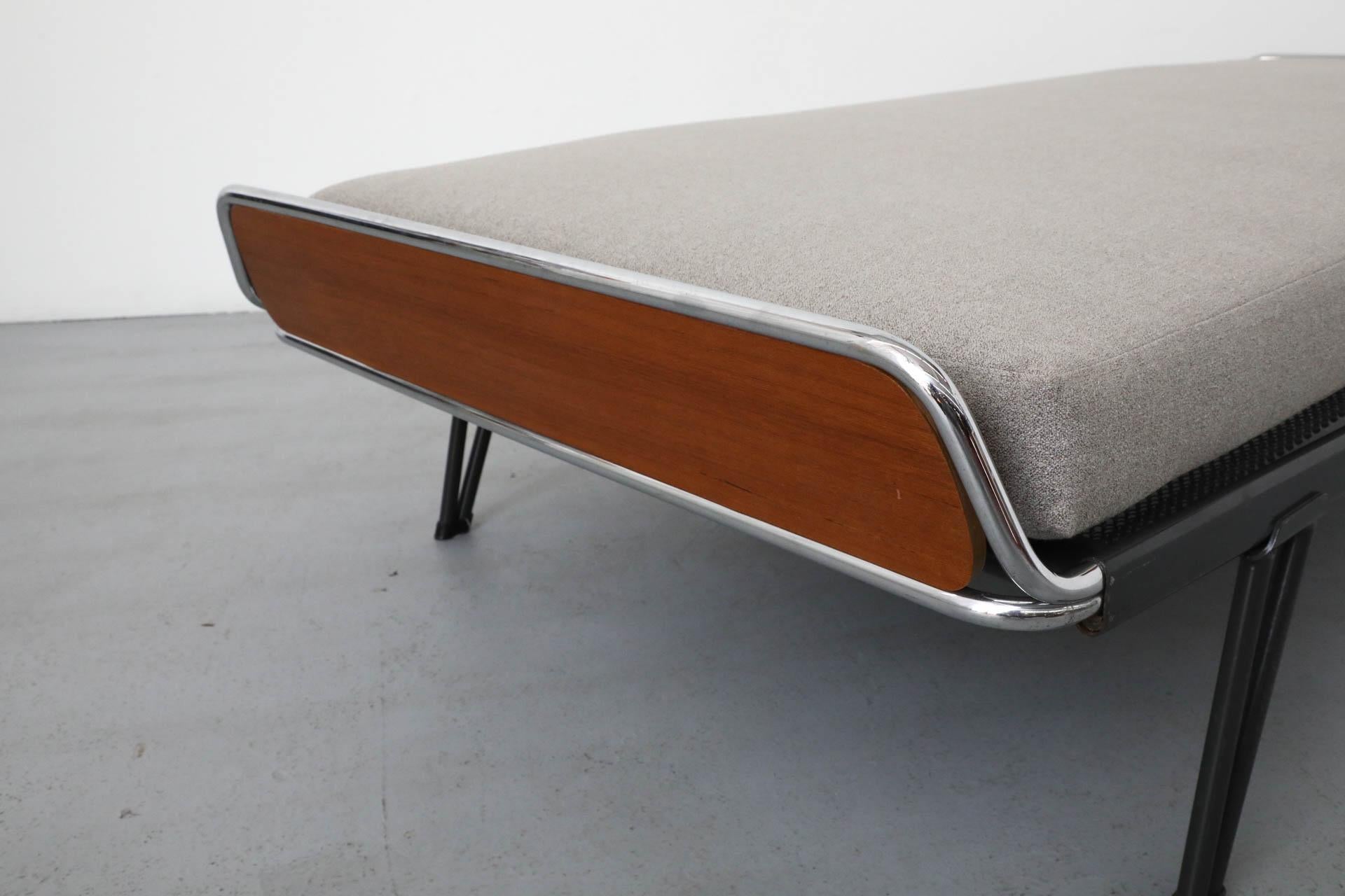 A.R. Cordemeyer for Auping Industrial Daybed with Teak Ends & New Gray Mattress 2