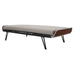 A.R. Cordemeyer for Auping Industrial Daybed with Teak Ends & New Gray Mattress