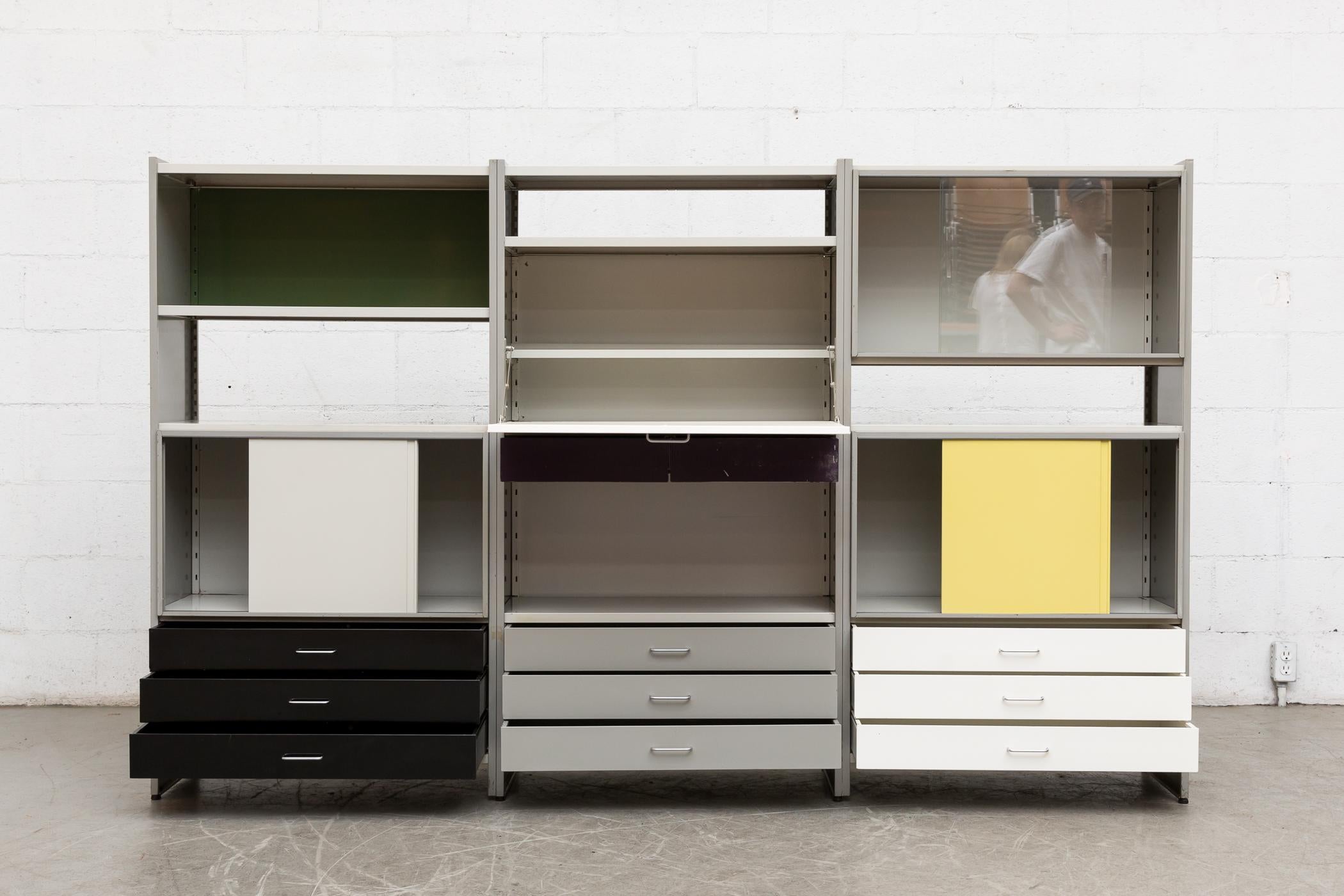 Enameled A.R. Cordemeyer Three-Section Cabinet for Gispen
