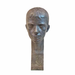 Sculpture en bronze Art Déco Buste d'un jeune homme