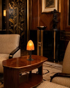 Art Deco Table Lamp by Daum Croismare in Mottled Blown Glass, France, 1920s