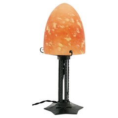 Art Deco Table Lamp by Daum Croismare in Mottled Blown Glass, France, 1920s