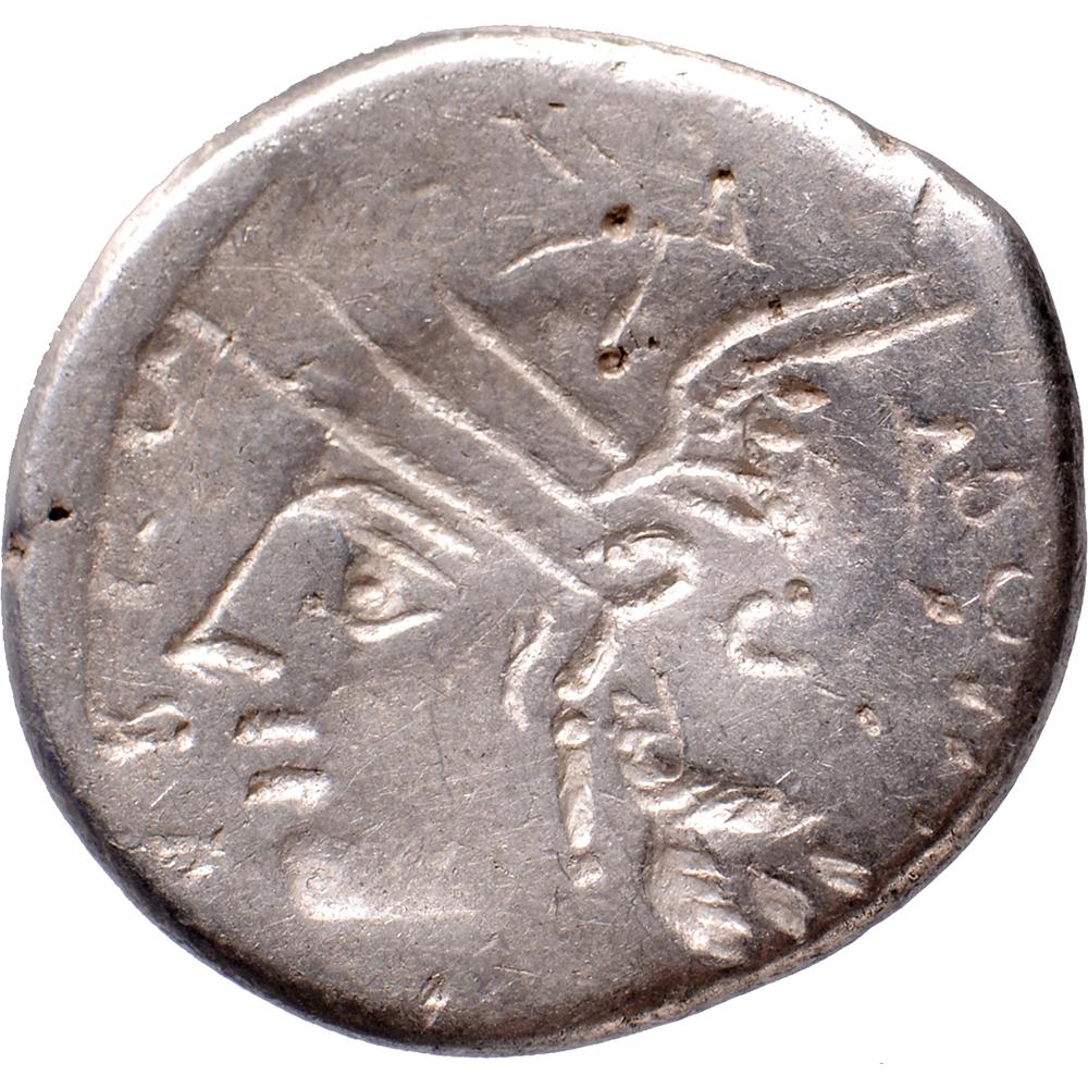 Obverse: helmeted head of Roma right; X (mark of value) below chin
Reverse: incuse

Weight: 3.84 g
Grade: Very Fine
Mint: Rome
Reference: Crawford 273/1; Sydenham 532
