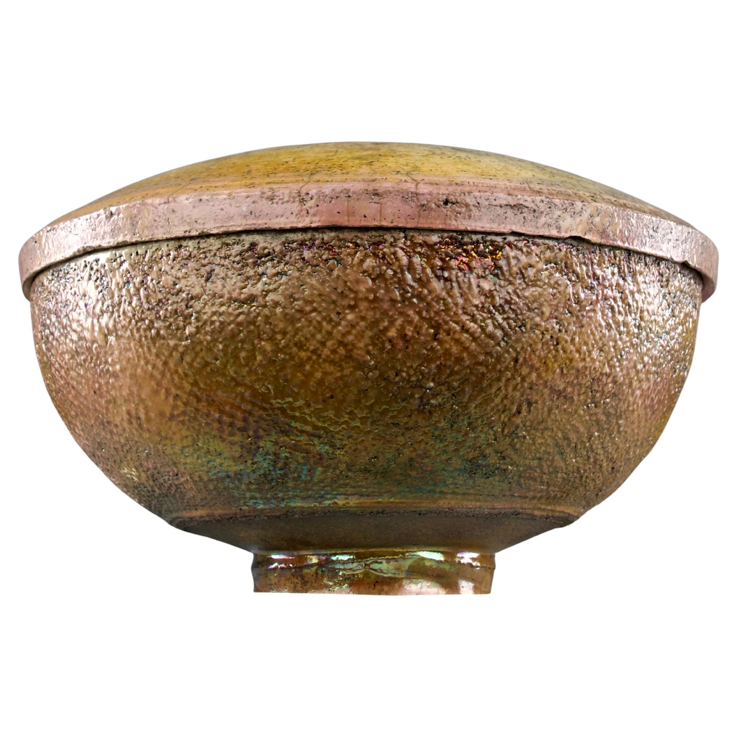 AR, Iridescent Raku Covered Bowl, France 1970s