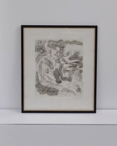 A.R. Penck, Neo-Expressionistic Etching, signed, "Portrait of Per Kirkeby"