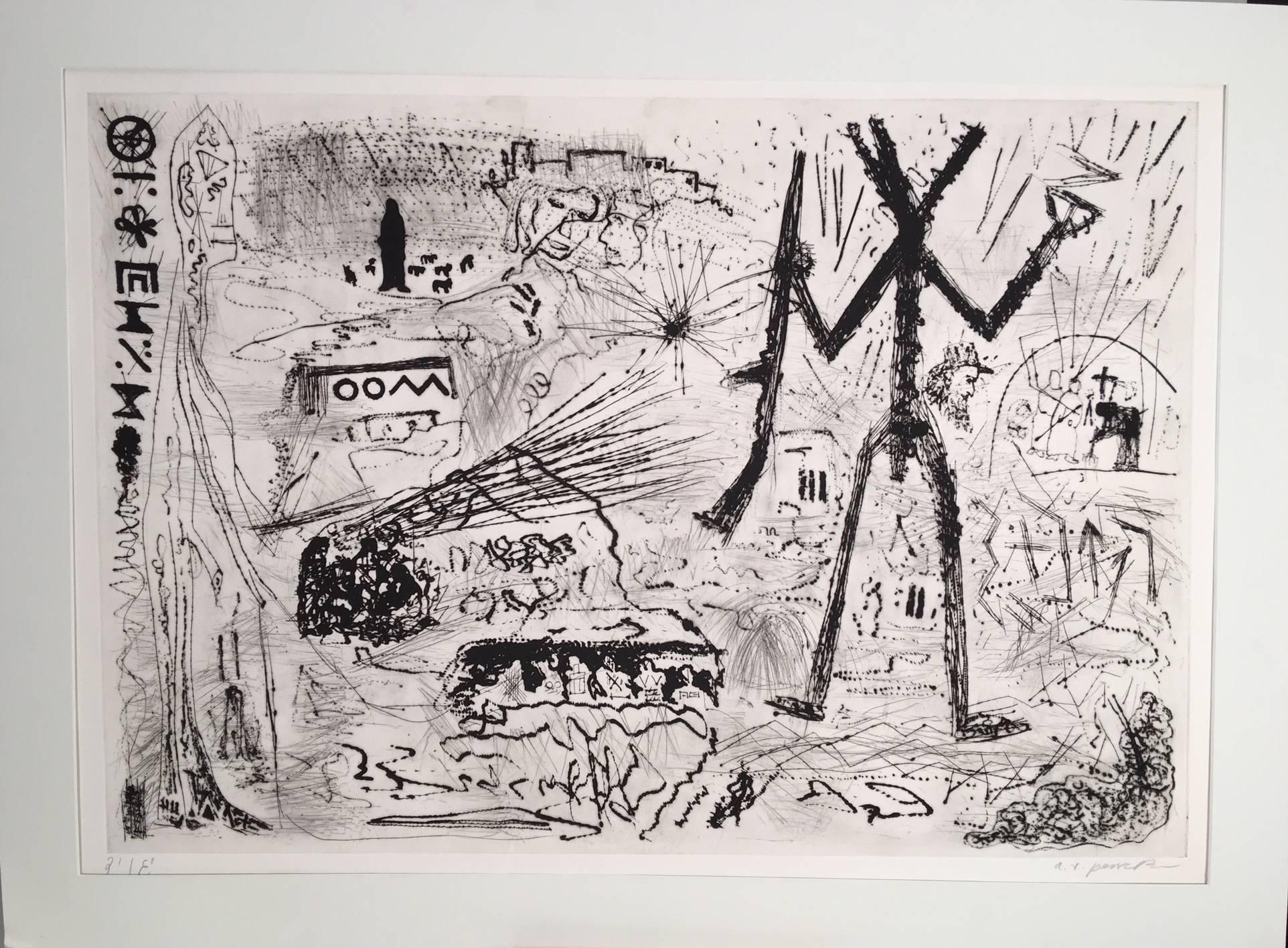 A.R. Penck (Ralf Winkler) Figurative Print - Expedition to the Holy Land